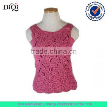 Wholesale Crochet Sweater Vest Top, pink sweater vest