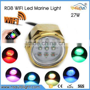 Excellent Quality IP68 Waterproof Rate 9 LED Underwater Marine Boat Drain Plug Light brightest 27W WIFI RGB DC11-28V