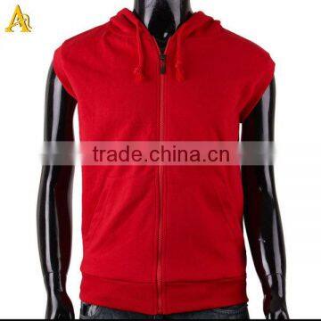 red sleeveless hoodie zip up mens sleeveless hoodie