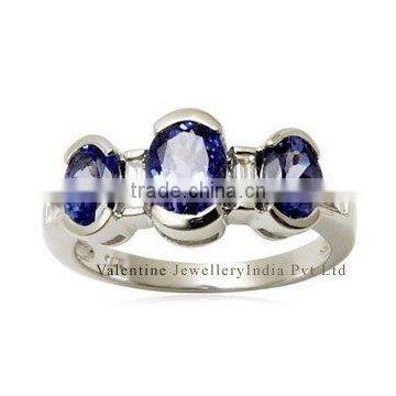 three stone ring, tanzanite rings, bezel setting ring