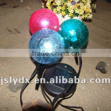 LED Garden Crackle Glass Globe Solar Light String with Earth Spike - 3pcs per set