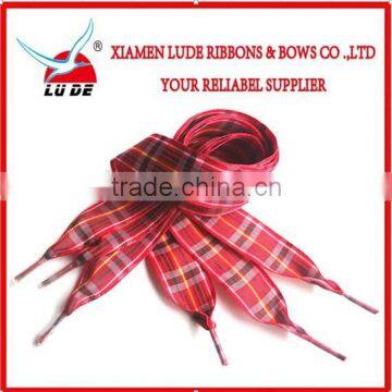 wholesale high quality printed plaid ribbon shoelaces