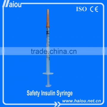 Manual retractable safety insulin syringe