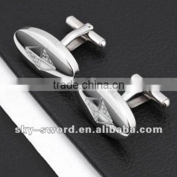 2012 Hot sale Stainless steel cufflinks with zircon SC10018