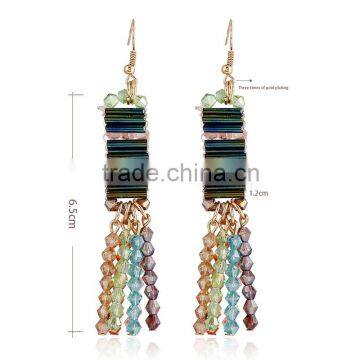 Glass Crystal With High Quality Small Beads Tassel Earring Sets photo-3