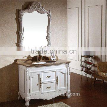 Latest wooden furniture designs wooden mirror cabinet in cream white WTS225