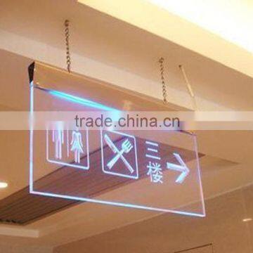 clear custom acrylic hanging direction board / LED sign indicator for hotel / restaurant / supermarket