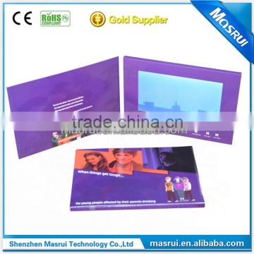 7inch video player greeting card, lcd greeting brochure, customized video card supplier