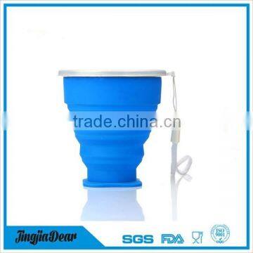 OEM fashion heat resistance folding silicone cup with cover