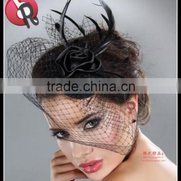 Feather Big Bow Hair Clips Black Mini Top Hat Burlesque Fancy Dress