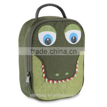 Green kids canvas lunch bag cartoon design