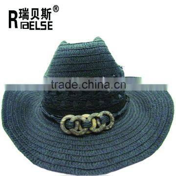 wholesale cheap cowboy straw hat with fashion decoration