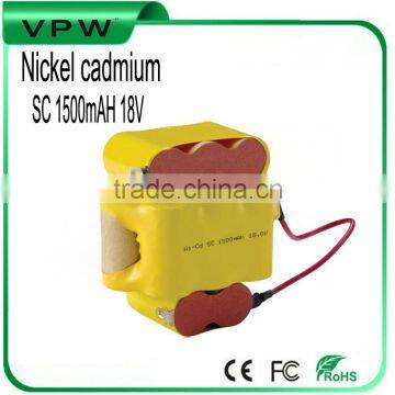 18v 1500mah sc rechargeable ni-cd battery pack for 18v cordless drill