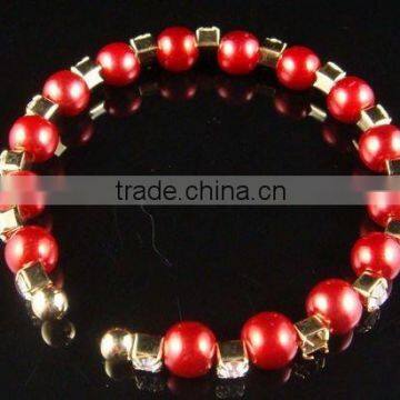 single row pearl and rhinestone graduated wraparound coil bracelet