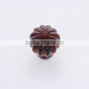 1 7/9 Inch Honey Amber Pumpkin Shape Brass Base Glass Pull Knobs photo-2