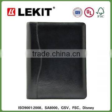 Black a4 leather book cover with zipper