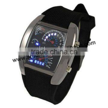 Men's Watches Blue & Black Flash LED Military Watch Brand Sport Car Meter Dial digital wristWatch for Men