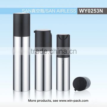 WY0253N SAN airless bottle, UV coating round cosmetic bottle ,15ml 30ml 50ml airless bottle