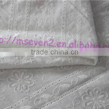 100% Cotton Combed Flower Fabric With Lace Embroidered Lace Fabric China photo-4