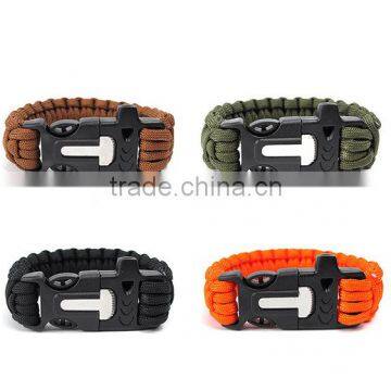 high quality outdoor life saving paracord survival bracelet with flint