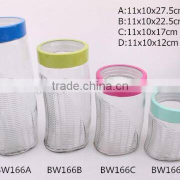 2015 new corn shape glass storage jar with metal lid