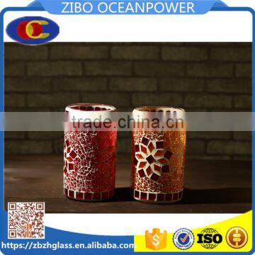 Round Mosaic Decor Colored Glass Candleholder Glass Bottle