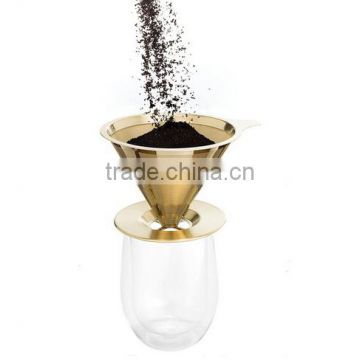 titanium coated stainless steel double layer pour over coffee mesh filter