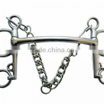 Stainless steel horse Pelham bit with hooks&curb chain,(Type-03)