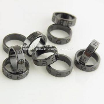 Black Zirconia Ceramic Rings With Letter , Women's Engagement Ring