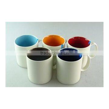 Cheap Stock 400ml ceramic stoneware two-tone square colorful coffee cup mug wholesale