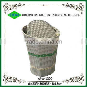 Handmade woven wastebasket