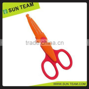 soft rubber handle zig zag scissors student craft scissors