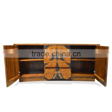Buffet Leaf Carved Natural Color Teak Wood Furniture photo-3