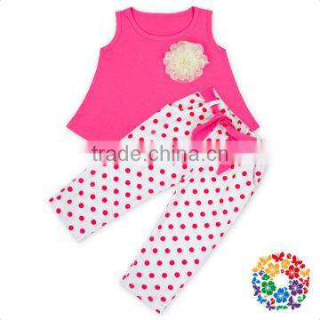 High Quality Girls Outfits With Belt Floral Interspersed Clothing Set Wholesale Baby Girl Clothes Set