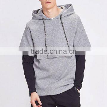 China stylish men's short sleeve hoodie with hood