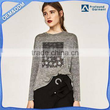 round neck dry fit ladies longsleeve oem jersey tshirt cotton manufacturers all types of beads custom design