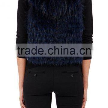 New Style Fashion Women Dyed Raccoon Fur Vest Customized photo-3