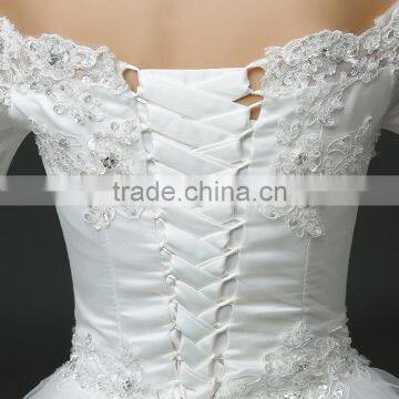 MGOO Manufacturer Off Shoulder Tail Wedding Dress Lace Up Ballgown Skirt Maternity Wedding Brail Party Dress photo-5