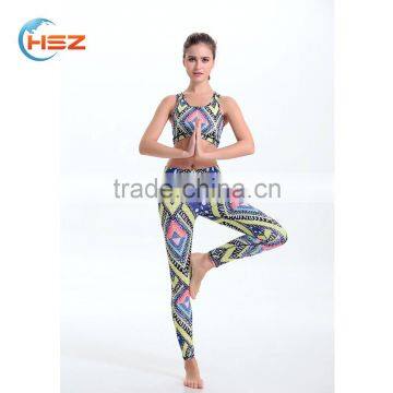 HSZ-017 Yoga Suits Top + Pants Sets Women's Yoga Fitness Wear Sexy Fancy Bra Panty Set Running Sports Mature Women Legging photo-4