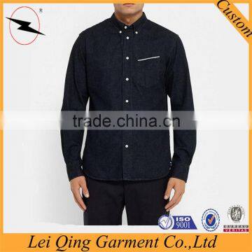 Hot sale dark color washed denim dress shirts wholesale dress denim shirts