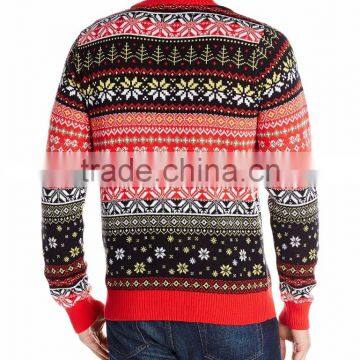 Big Santa Face Front Pattern Ribbed Trim Men Pullover Christmas Sweater photo-2
