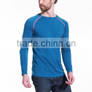 High quality men seamless o neck black long t shirt