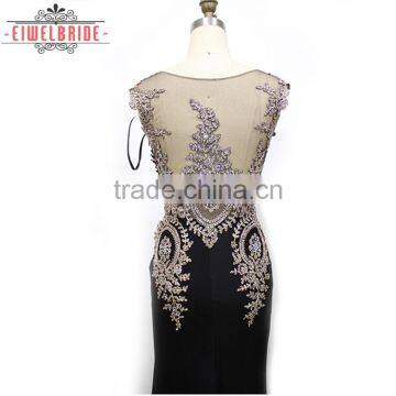 Long Floor-length Black Lace Beaded Bridal Dress photo-4
