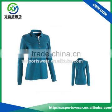 OEM Blank Slim Fit Quick Dry Polyester Long Sleeve Golf Polo Shirt For Women
