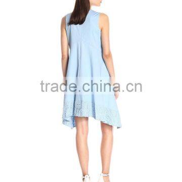 Women's Kerchief Hem Swing Blue,Beige,Off-white Dress photo-2