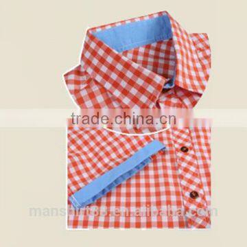 Wholesale Short Sleeve Contrast Color Check Cotton Men's Shirt photo-3