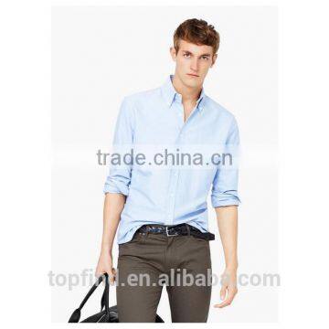 Light Blue Slim Fit Button Down Collar Cotton Oxford Shirt From the Casual Collection