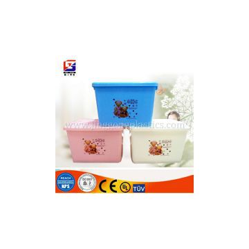 Cartoon Design Handle Plastic Storage Box With Wheels