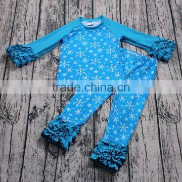 Wholesale baby girls clothing snow flake causal wear boutique outfits for children kids import clothes set China for newborns