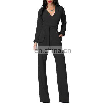 Leisure Loose And Comfortable Pure Colour Broad Leg Pants Siamese Trousers